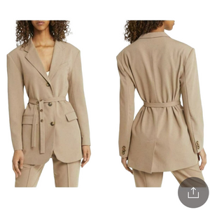 Topshop US 8 UK 10 EUR 38 Belted Blazer Tan MSRP $110
